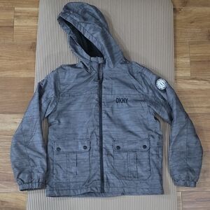 DKNY Kids Charcoal Hooded Windbreaker Boys Size 10/12